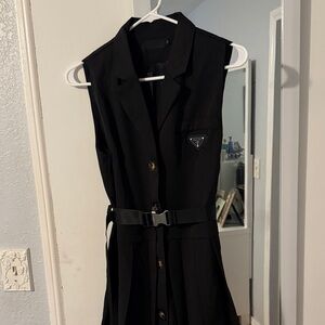 Prada Black Sleeveless Dress with Belt